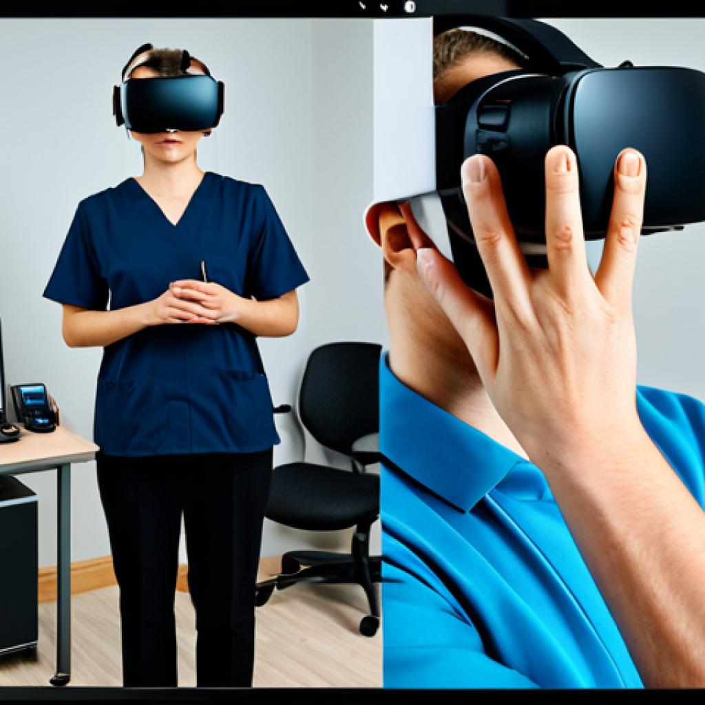 **

"A well-organized occupational therapy portfolio showcasing a VR rehabilitation case.  Includes screenshots of the VR therapy interface, graphs displaying patient progress, and a photo of the therapist (fully clothed, appropriate attire) assisting a patient using the VR equipment.  Modern, clean design, focusing on data visualization and technology. Safe for work, appropriate content, fully clothed, professional, perfect anatomy, correct proportions, natural pose, well-formed hands, proper finger count, natural body proportions."

**