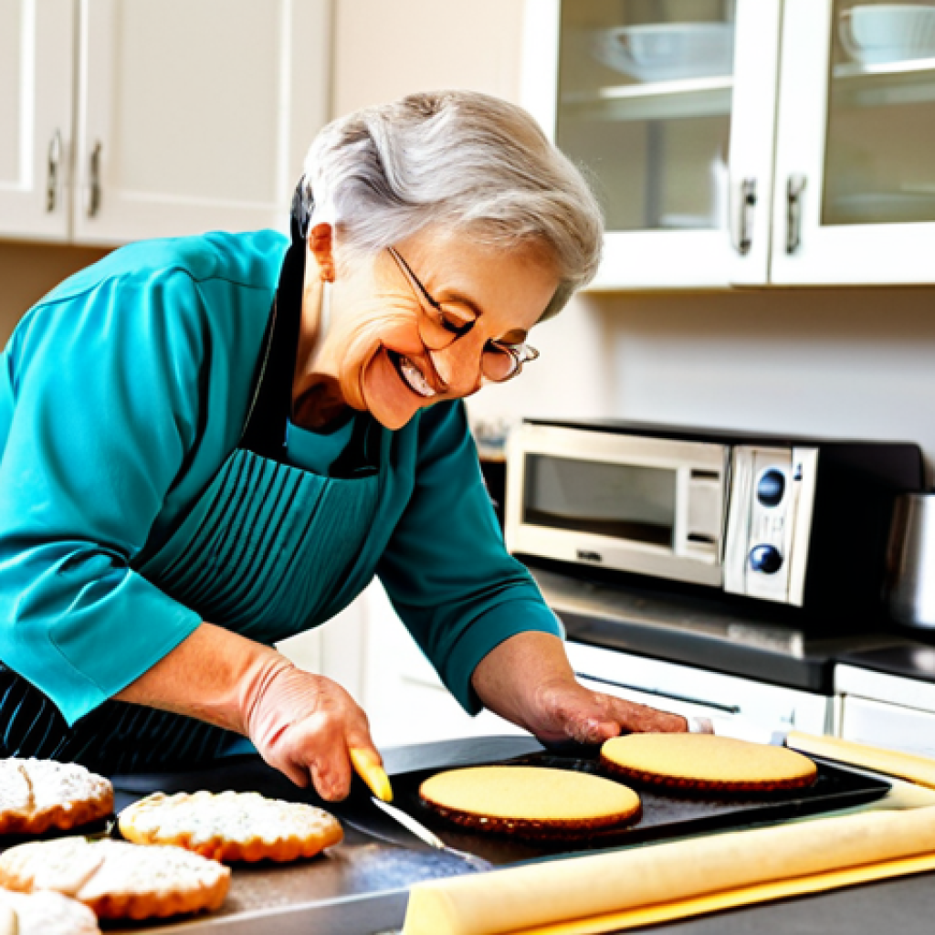 **

"A compassionate occupational therapist, fully clothed in professional attire, is working with Li Grandma, a senior citizen with a warm smile, in a bright and cheerful kitchen setting. Li Grandma is wearing modest clothing and is shown independently baking cookies, using adaptive tools. The scene should convey a sense of accomplishment and joy, safe for work, appropriate content, perfect anatomy, natural proportions, family-friendly, and high quality."

**