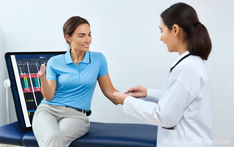 작업치료사의 최신 의료 소프트웨어 사용 - **Prompt 1: Smart Assessment for Upper Limb Function**
    An occupational therapist (OT) in a brigh...