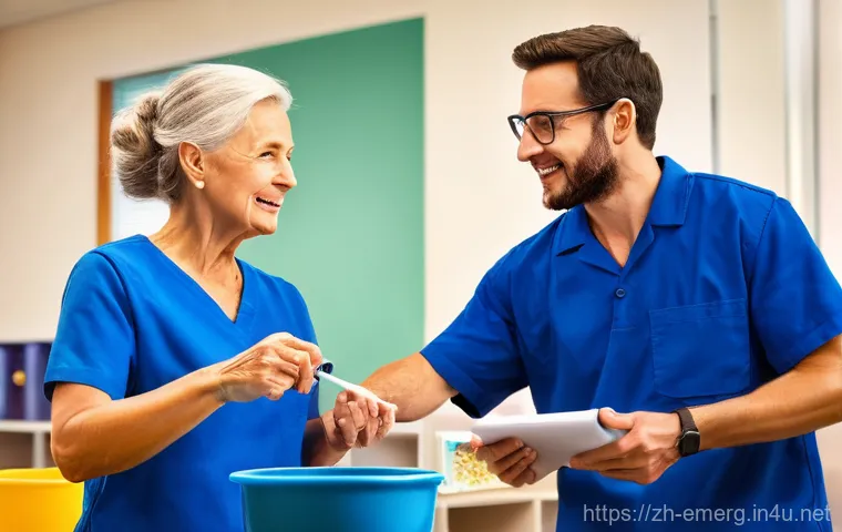 작업치료사의 팀 리더 경험담 - Here are three detailed image generation prompts in English, adhering to all the specified guideline... 작업치료사의 팀 리더 경험담 - Here are three detailed image generation prompts in English, adhering to all the specified guideline...