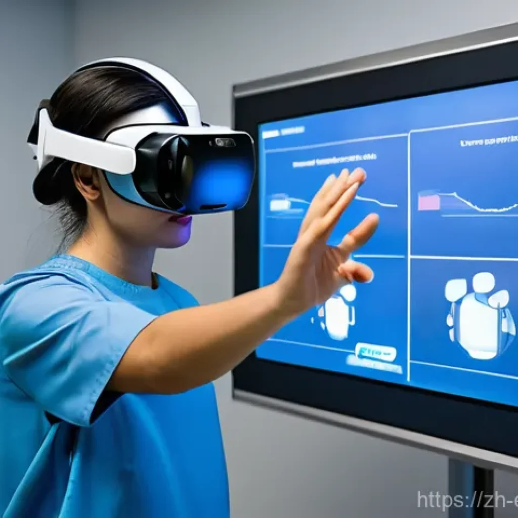 작업치료사의 치료 기술 심화 학습 - **AI-Powered VR Rehabilitation for Upper Limb Recovery**
    A young adult patient, wearing comforta...