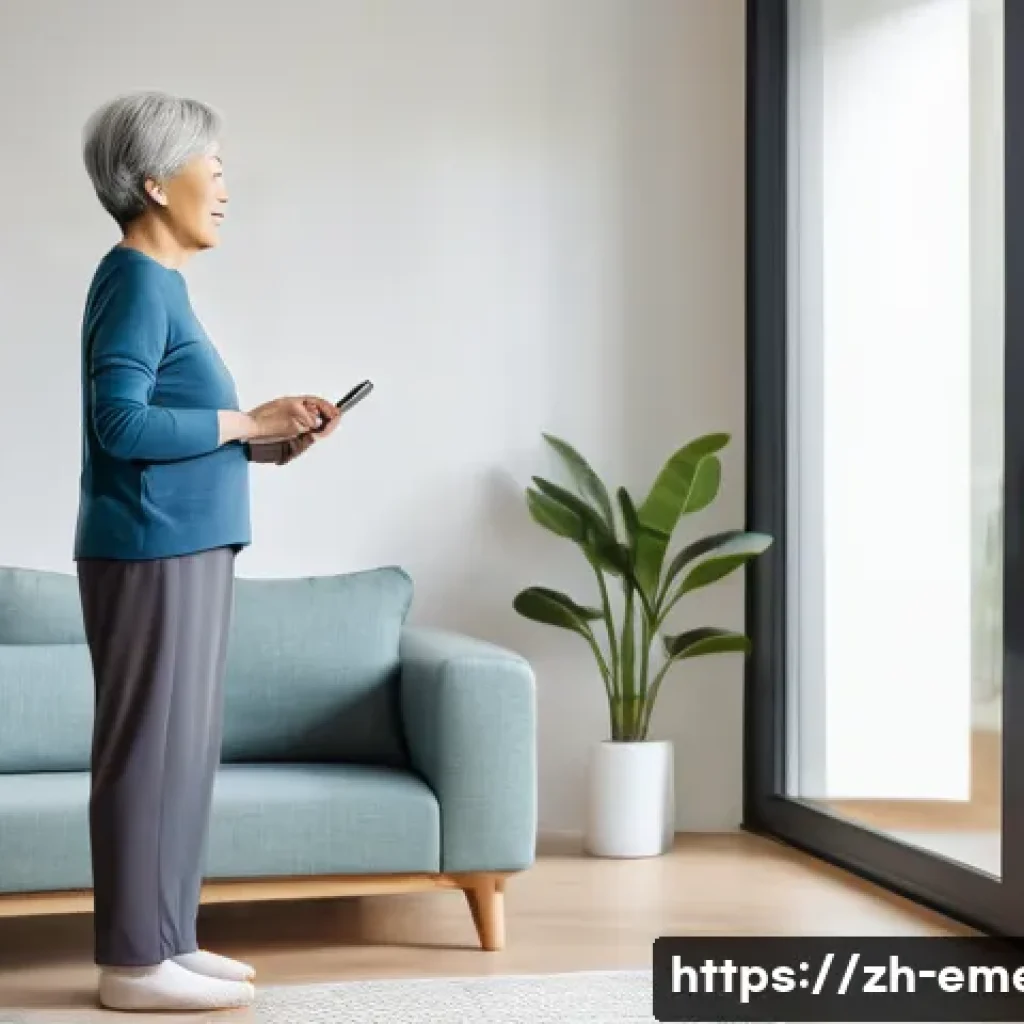 작업치료사의 기술 동향 - **Prompt: Elderly Woman Using Smart Wearable Devices for Home Rehabilitation**
"A serene, well-l...
