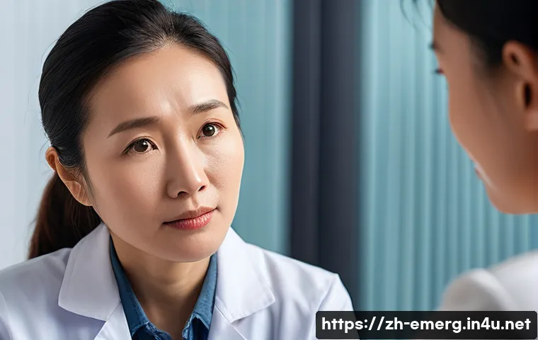 작업치료사의 환자 상담 기법 - A compassionate therapist attentively listening to a middle-aged Chinese patient in a modern clinica...