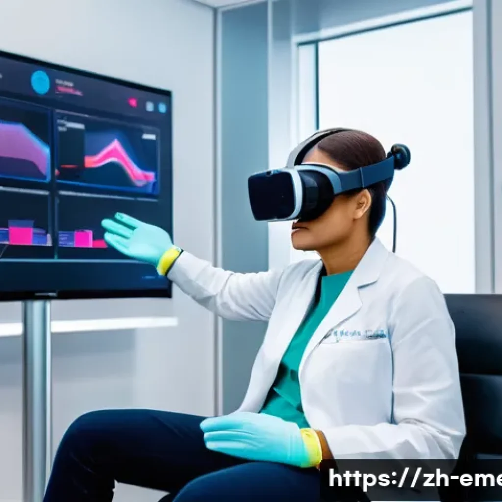 작업치료사의 최신 치료법 활용 사례 - A modern rehabilitation clinic scene featuring a stroke patient wearing comfortable, modest clothing...