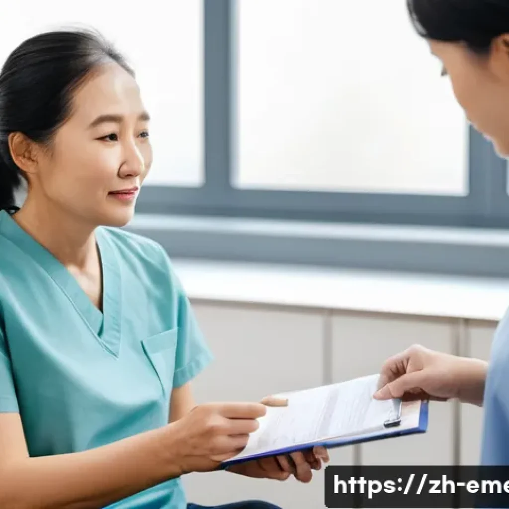 작업치료사의 환자 권리 보호 - A professional occupational therapist attentively listening to a middle-aged Chinese stroke patient ...