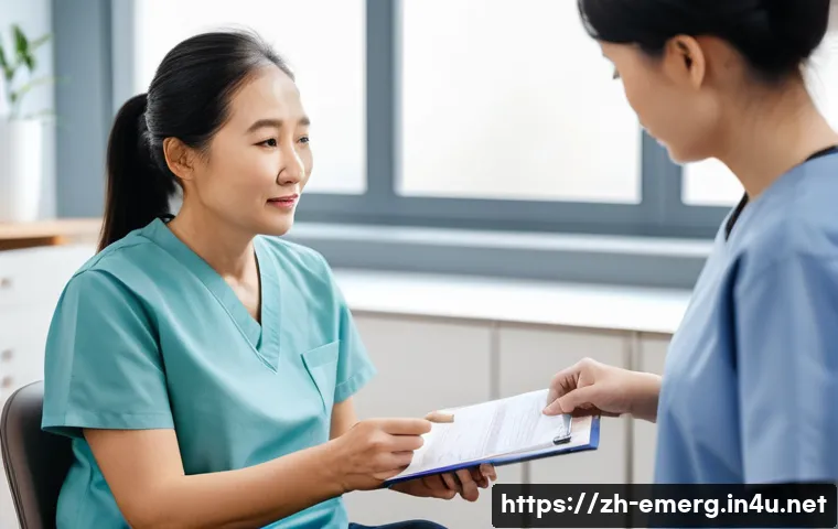 작업치료사의 환자 권리 보호 - A professional occupational therapist attentively listening to a middle-aged Chinese stroke patient ...
