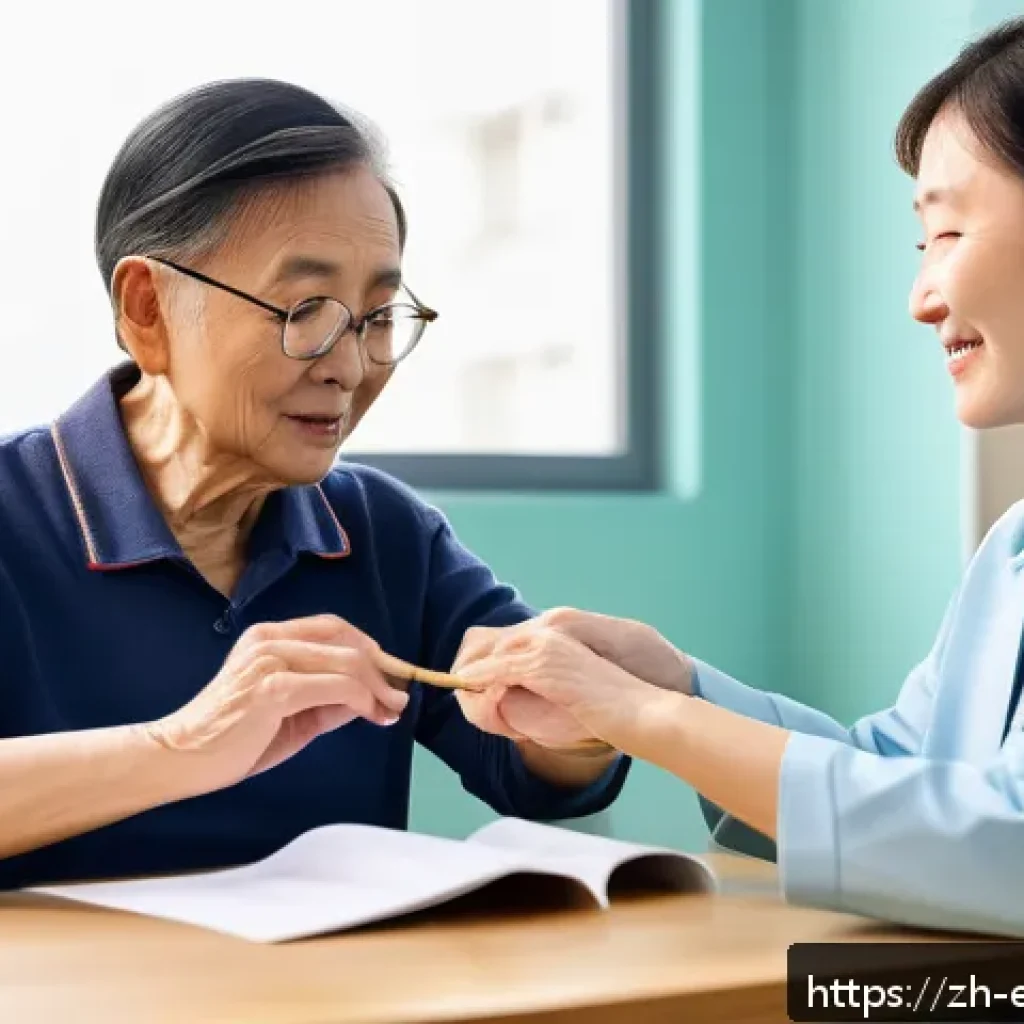 작업치료사의 치료 목표 관리 사례 - A professional occupational therapist attentively assessing a middle-aged Chinese patient recovering...