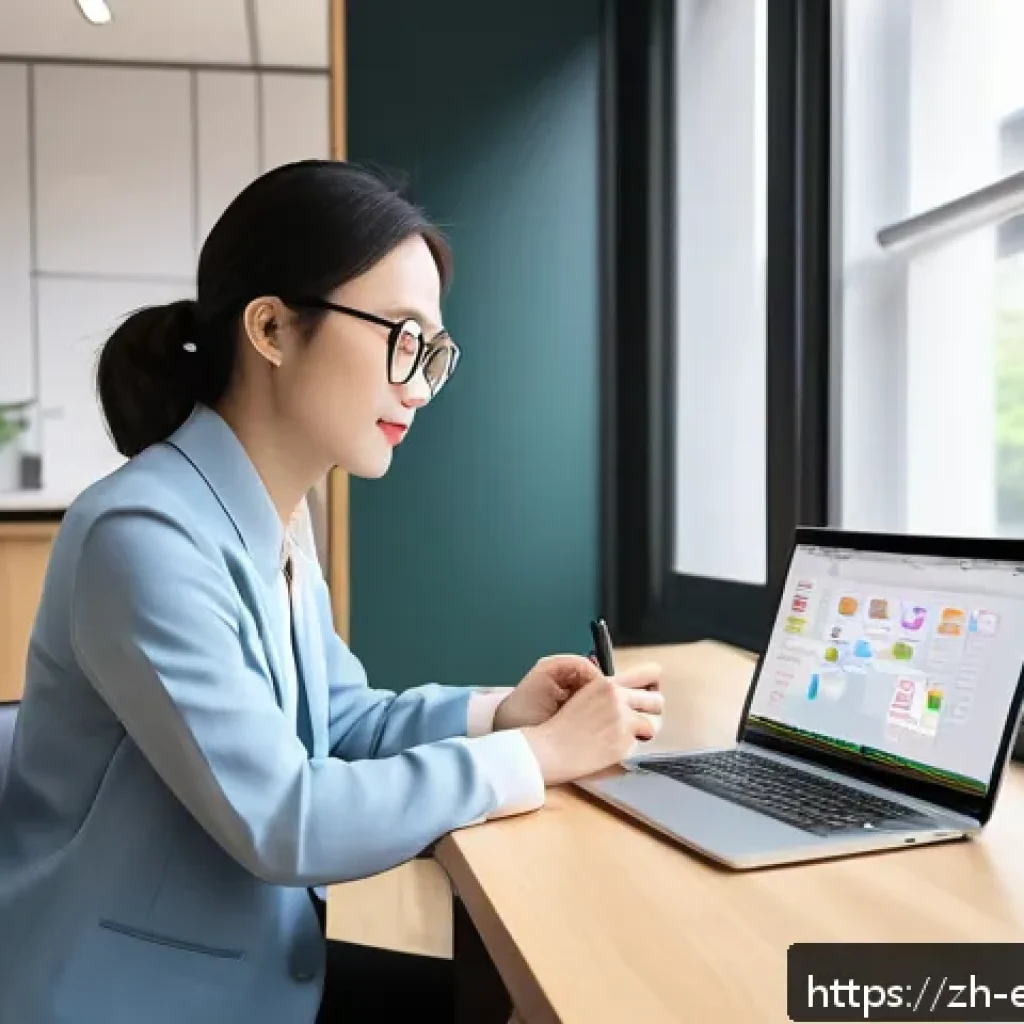 작업치료사의 자격 유지 관리 성공 사례 - A modern Chinese occupational therapist sitting at a neat desk in a bright home office, wearing casu...