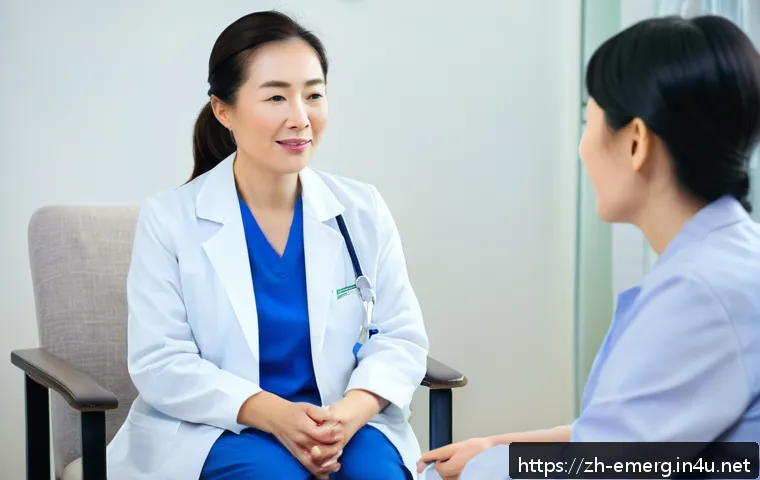작업치료사에게 필요한 소프트 스킬 - A professional occupational therapist attentively listening to a middle-aged stroke patient in a bri...
