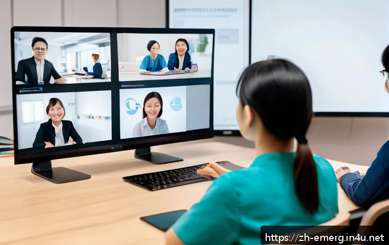 작업치료사의 온라인 교육 플랫폼 - A modern online learning environment scene showing a diverse group of occupational therapists attend...