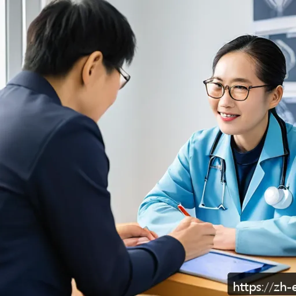 작업치료사의 단기 성과 목표 - A professional rehabilitation therapist attentively interviewing a middle-aged Chinese stroke patien...