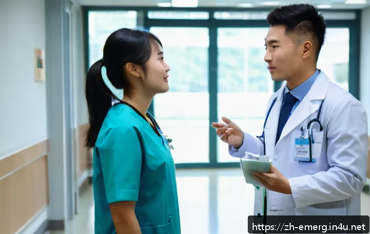 작업치료사의 인턴십 경험담 - A young occupational therapy intern wearing professional attire and neat underwear, nervously enteri...