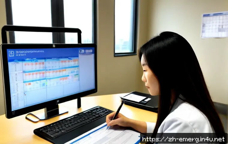 작업치료사의 자격증 갱신 팁 - Photorealistic occupational therapist in a clean modern clinic office, seated at an organized desk r...